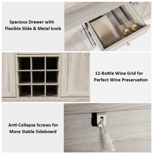 Buffet Server Sideboard Wine Cabinet Console-Gray