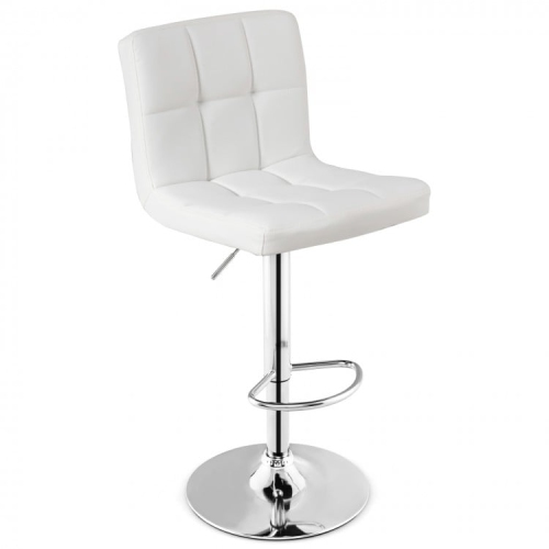 SLICKBLUE  Armless Pu Leather Bar Stool With Adjustable Height And Swivel Seat