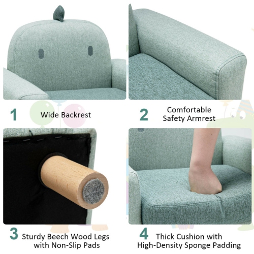 Comfortable Kids Sofa with Armrests – Plush Padded Cushion Chair for Toddlers and Preschoolers