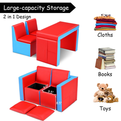 Children’s Convertible Sofa Set – Play Couch, Table & Chair Combo for Kids Room