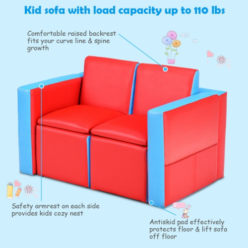 Children’s Convertible Sofa Set – Play Couch, Table & Chair Combo for Kids Room