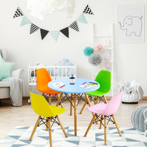 Ensemble coloré de 5 pièces pour enfants avec 4 chaises sans accoudoir
