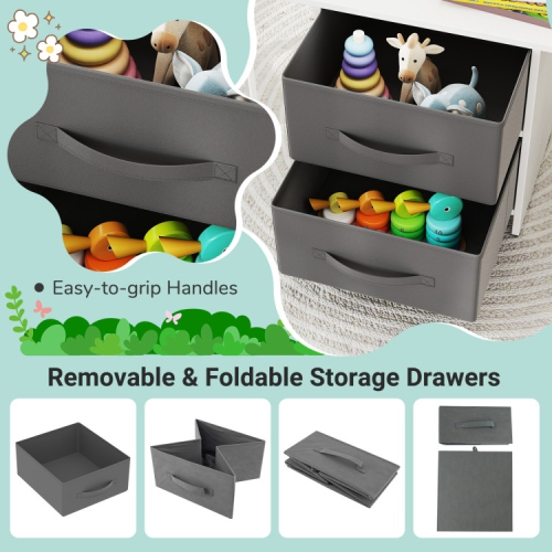 Kids Art Table and 2 Chairs Set with Wood Frame and Storage Baskets for Puzzles