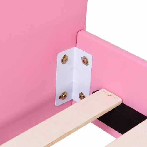 Lit de princesse rembourré en polyuréthane pour enfants – Cadre plateforme en bois, lit simple