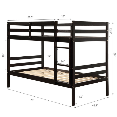 Solid Hardwood Children’s Bunk Bed, Sturdy Wooden Construction