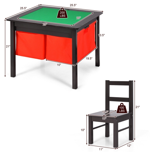 Ensemble 2-en-1 avec table d’activités et 2 chaises avec blocs de rangement - Expresso