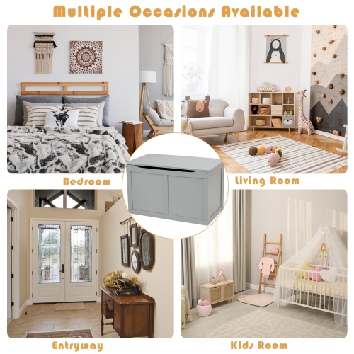 Coffre à jouets en bois pour enfants – Boîte de rangement avec charnières de sécurité et couvercle à fermeture amortie