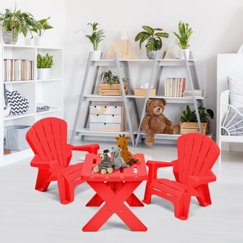 Ensemble de 3 chaises de table de jeu en plastique pour enfants - Rouge