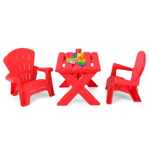 Ensemble de 3 chaises de table de jeu en plastique pour enfants - Rouge