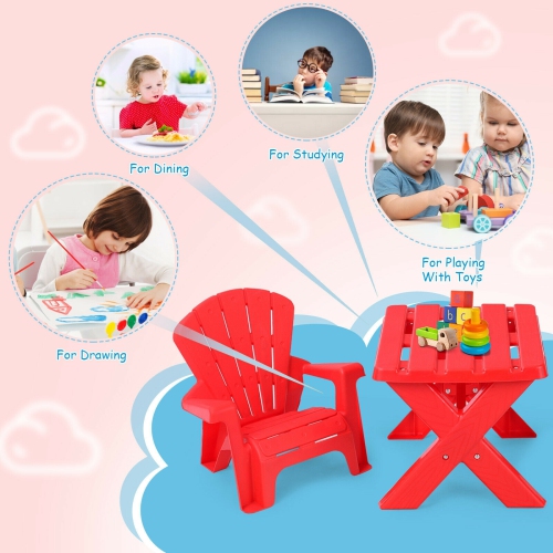 Ensemble de 3 chaises de table de jeu en plastique pour enfants - Rouge