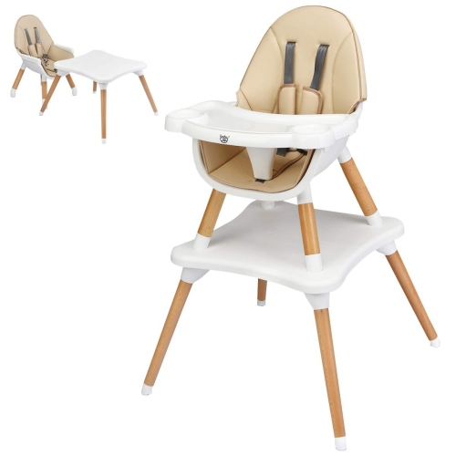 Chaise haute transformable en bois pour bébé 5-en-1 - Kaki