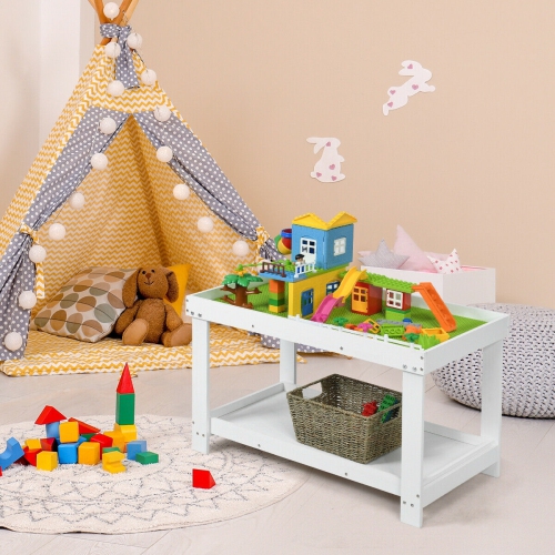Table de jeu multifonctionnelle en bois massif pour enfants - Blanc
