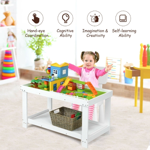 Table de jeu multifonctionnelle en bois massif pour enfants - Blanc