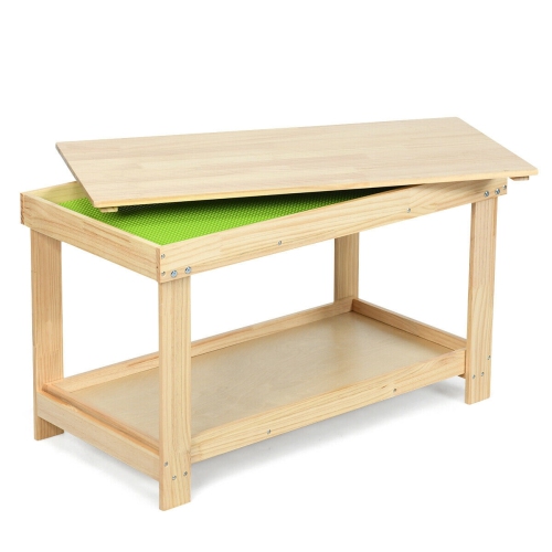Table de jeu multifonctionnelle en bois massif pour enfants - naturel