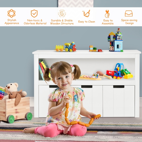 Armoire de rangement pour jouets pour enfants à 3 tiroirs avec grande tablette de rangement cubique Wheels