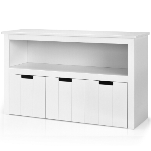 Armoire de rangement pour jouets pour enfants à 3 tiroirs avec grande tablette de rangement cubique Wheels
