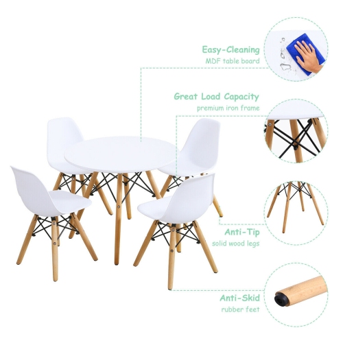 Ensemble de 5 pièces avec chaises de table modernes du milieu du siècle pour enfants