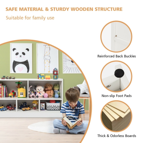 Meuble de rangement pour jouets en bois avec 2 tablettes et 5 cubes de rangement pour livres et jouets