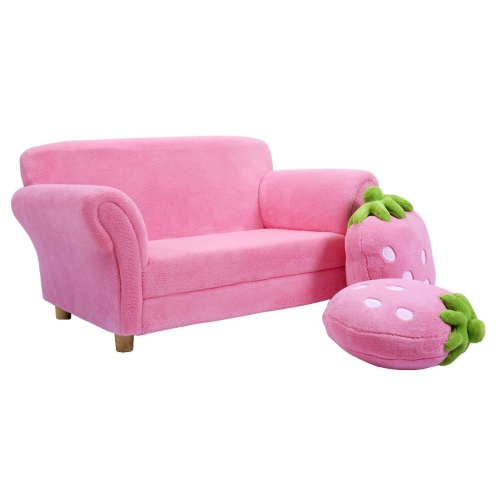 Cute Kids Sofa Chair with Strawberry Design and 2 Decorative Pillows