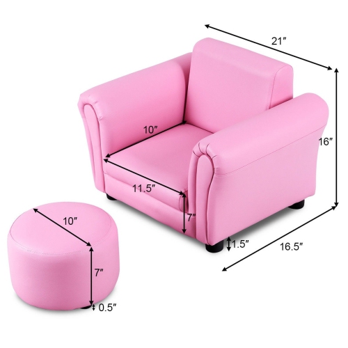 Mini canapé pour enfant avec pouf – Canapé pour jeune enfant à accoudoir simple pour chambre ou salle de jeu