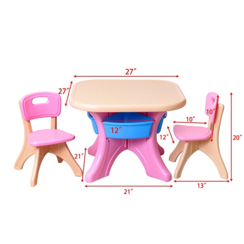 Ensemble avec table et chaises pour tout-petits – Station d'art, de lecture et d'activités avec compartiments de rangement