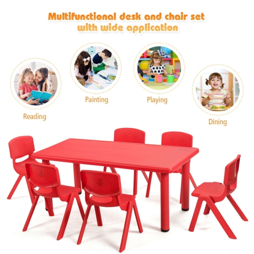 6-pack Kids Plastic Stackable Classroom Chairs-Red