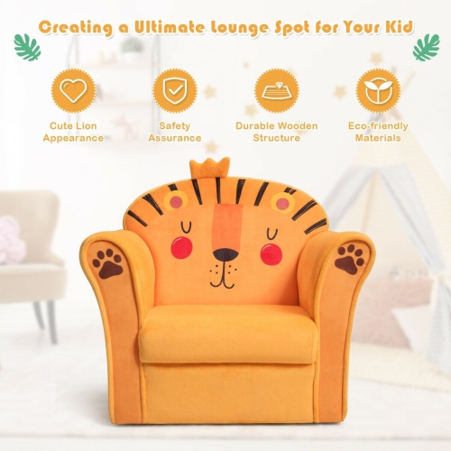 Kids Armrest Lion Upholstered Sofa