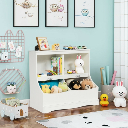 Bibliothèque multifonctionnelle pour armoire de plancher pour enfants - Blanc