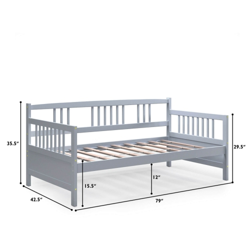 Modern Twin Size Daybed Frame with Wooden Slats Support