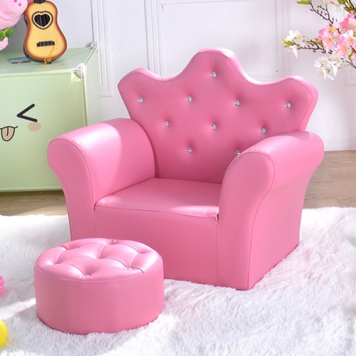 Canapé rembourré pour enfants avec pouf – Décoration diamant et style princesse pour tout-petits
