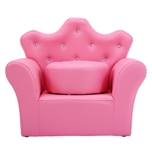 Canapé rembourré pour enfants avec pouf – Décoration diamant et style princesse pour tout-petits