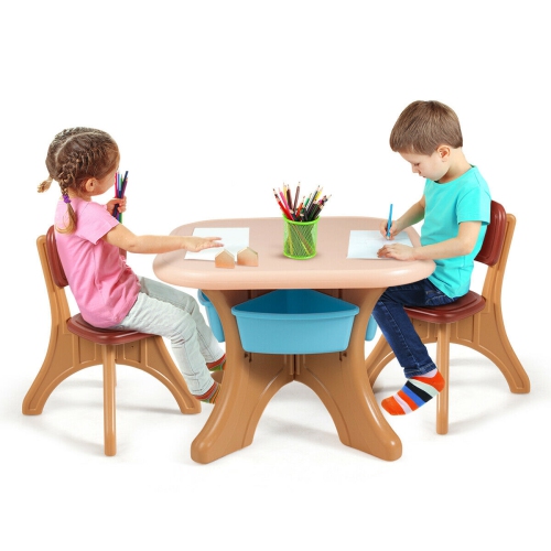 Ensemble avec table et chaises pour tout-petits – Station d'art, de lecture et d'activités avec compartiments de rangement