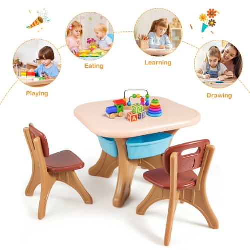 Ensemble avec table et chaises pour tout-petits – Station d'art, de lecture et d'activités avec compartiments de rangement