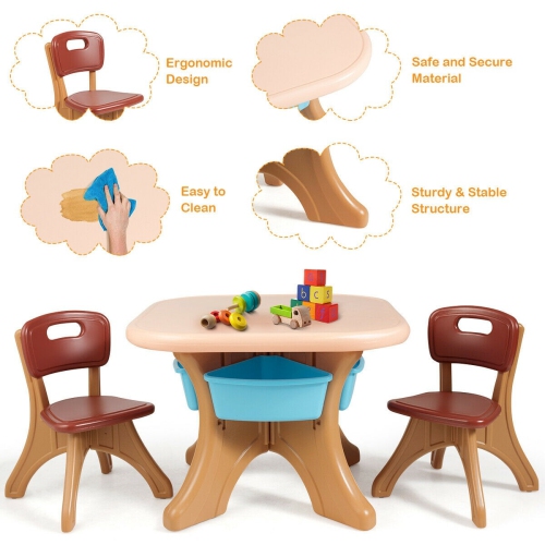 Ensemble avec table et chaises pour tout-petits – Station d'art, de lecture et d'activités avec compartiments de rangement