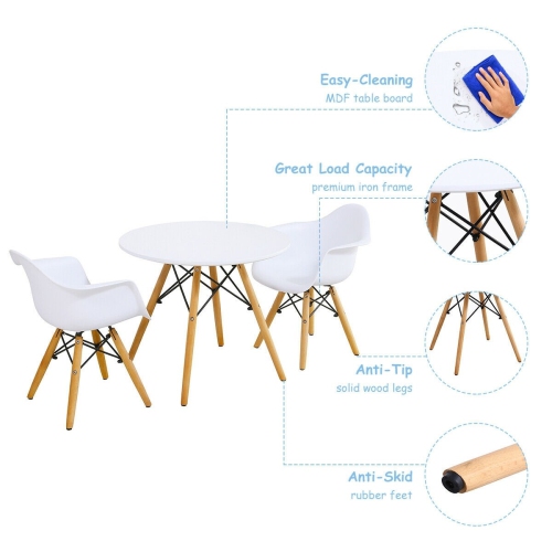 Ensemble de 3 chaises de table rondes modernes pour enfants