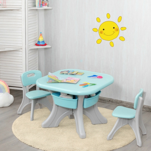 Ensemble avec table et chaises pour tout-petits – Station d'art, de lecture et d'activités avec compartiments de rangement
