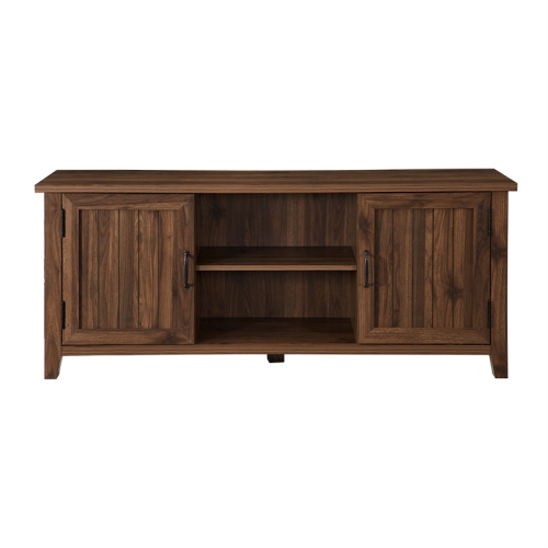 Pemberly Row 58" Modern Farmhouse Wood TV Stand in Dark Walnut