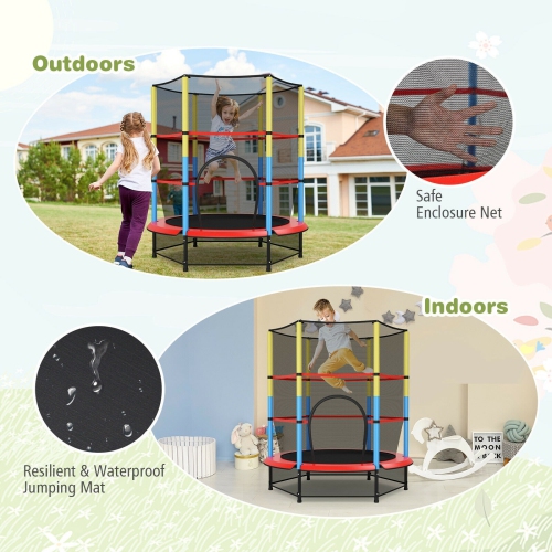 Trampoline de 55 po pour enfants siège sauteur avec filet de sécurité pour enfants