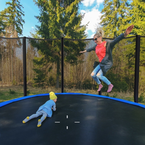Feet Outdoor Trampoline Bounce Combo with Safety Closure Net Ladder-14 ft