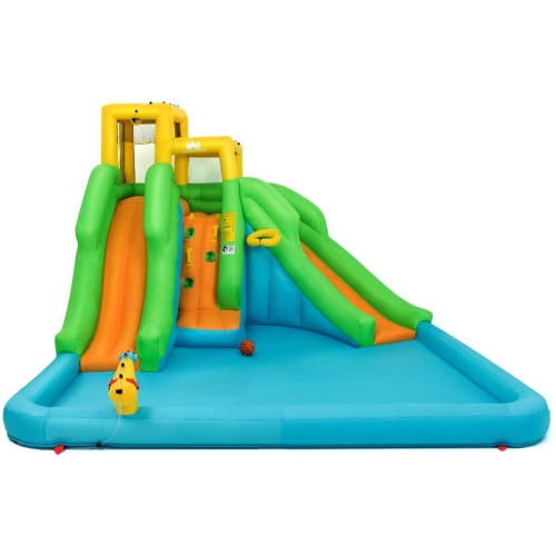 SLICKBLUE  Inflatable Water Park Bounce House With Climbing Wall Without Blower
