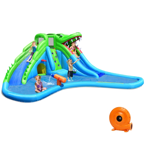 Inflatable Crocodile Water Slide Climbing Wall Bounce House