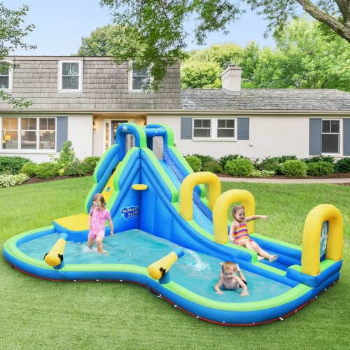 Inflatable Water Slide Kids Bounce House with Water Cannons and Hose Without Blower