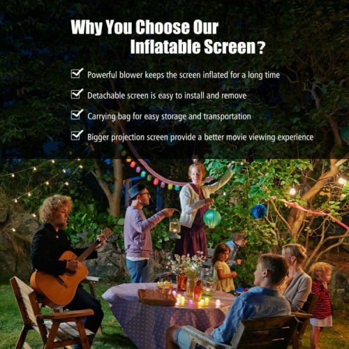Inflatable Outdoor Movie Projector Screen with Blower and Carrying Bag