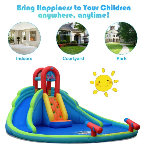 Kids Inflatable Water Slide Bounce House with Carry Bag Without Blower