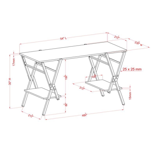 Furniture of America Carti Rustic Wood 2-Shelf Writing Desk in Oak and Gun Metal