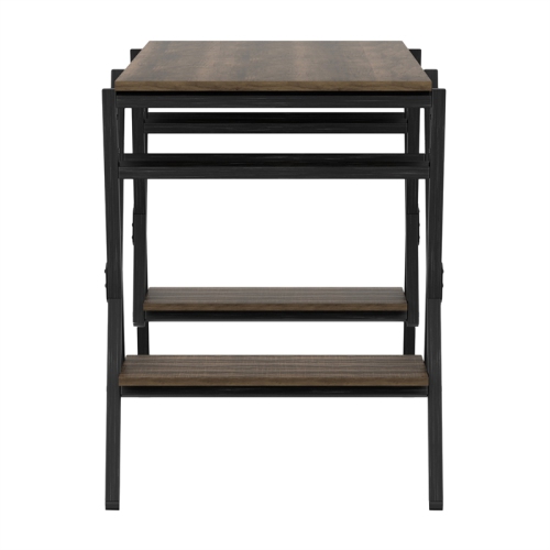 Furniture of America Carti Rustic Wood 2-Shelf Writing Desk in Oak and Gun Metal