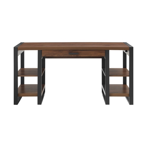 Pemberly Row Industrial 60" Wood Computer Desk in Dark Walnut