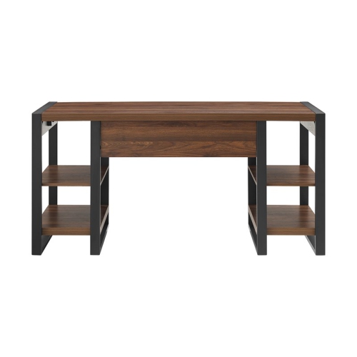 Pemberly Row Industrial 60" Wood Computer Desk in Dark Walnut