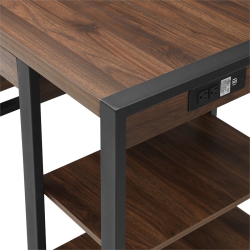 Pemberly Row Industrial 60" Wood Computer Desk in Dark Walnut