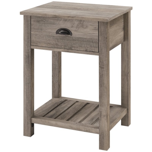 Pemberly Row 18" Country Single Drawer Bedroom Nightstand in Gray Wash